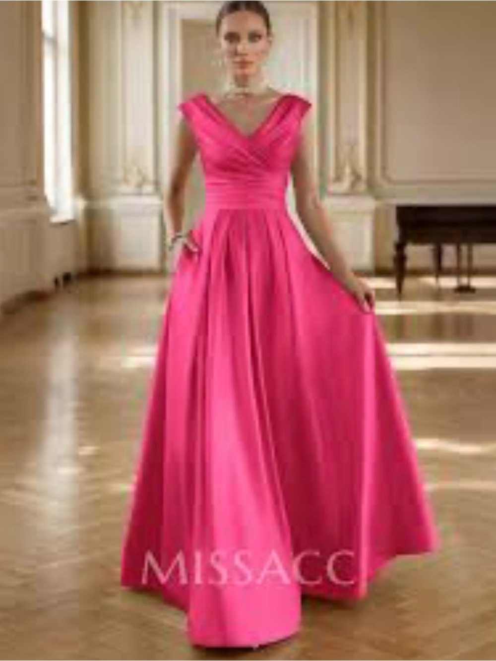 0132 Fuchsia Off‑Shoulder Evening Maxi Dress